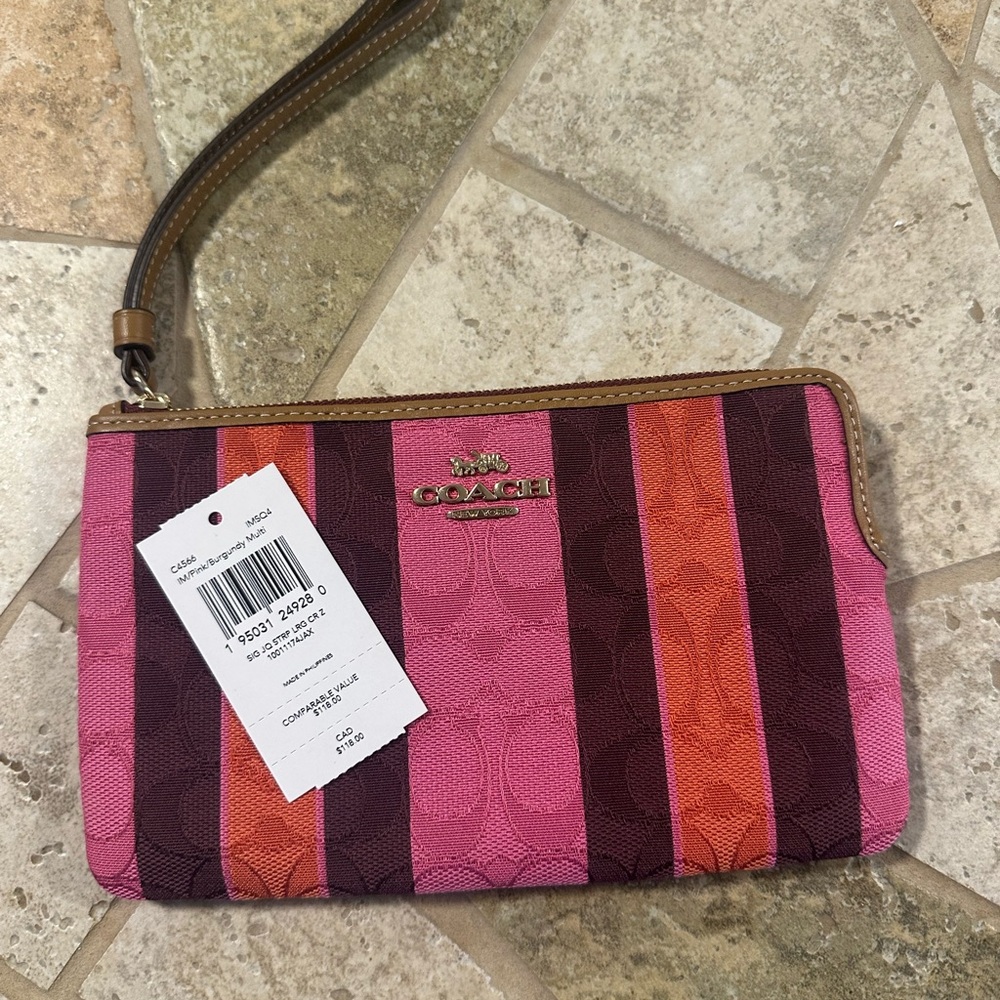 Coach Multicolor Stripe Wristlet
